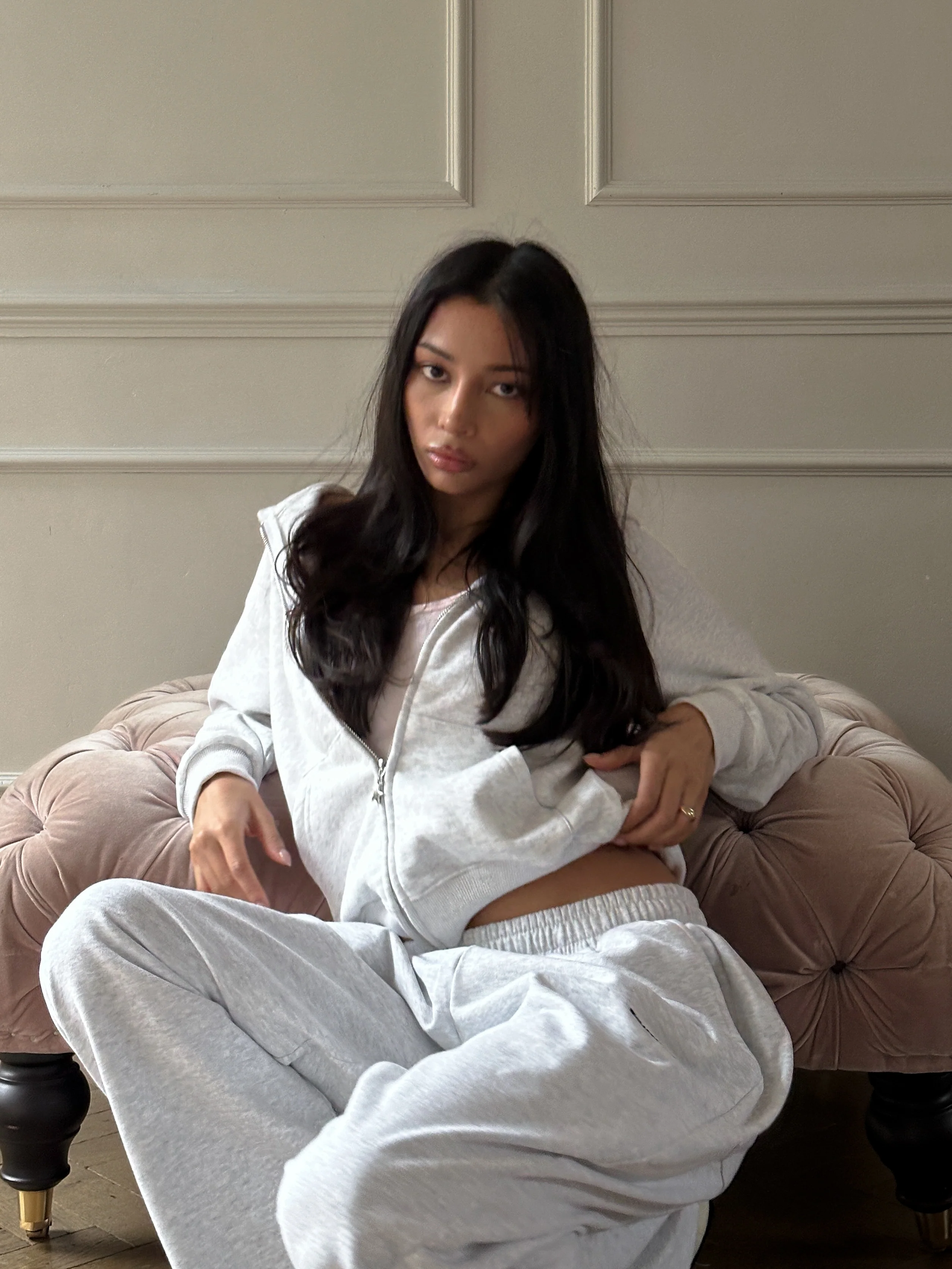 FORM SHRUNKEN ZIP HOODY -  Marl grey - Image 4