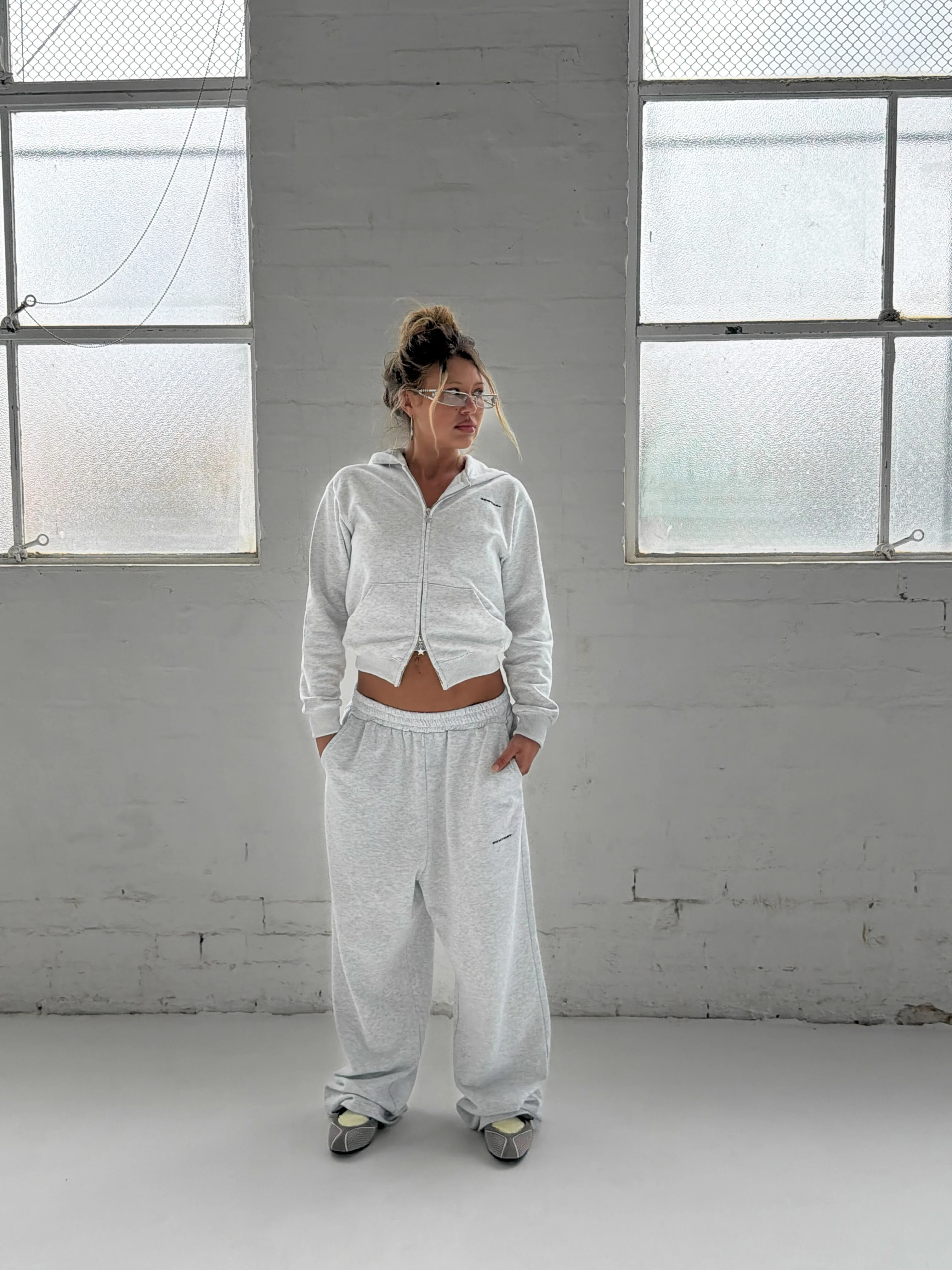 FORM SHRUNKEN ZIP HOODY -  Marl grey - Image 9