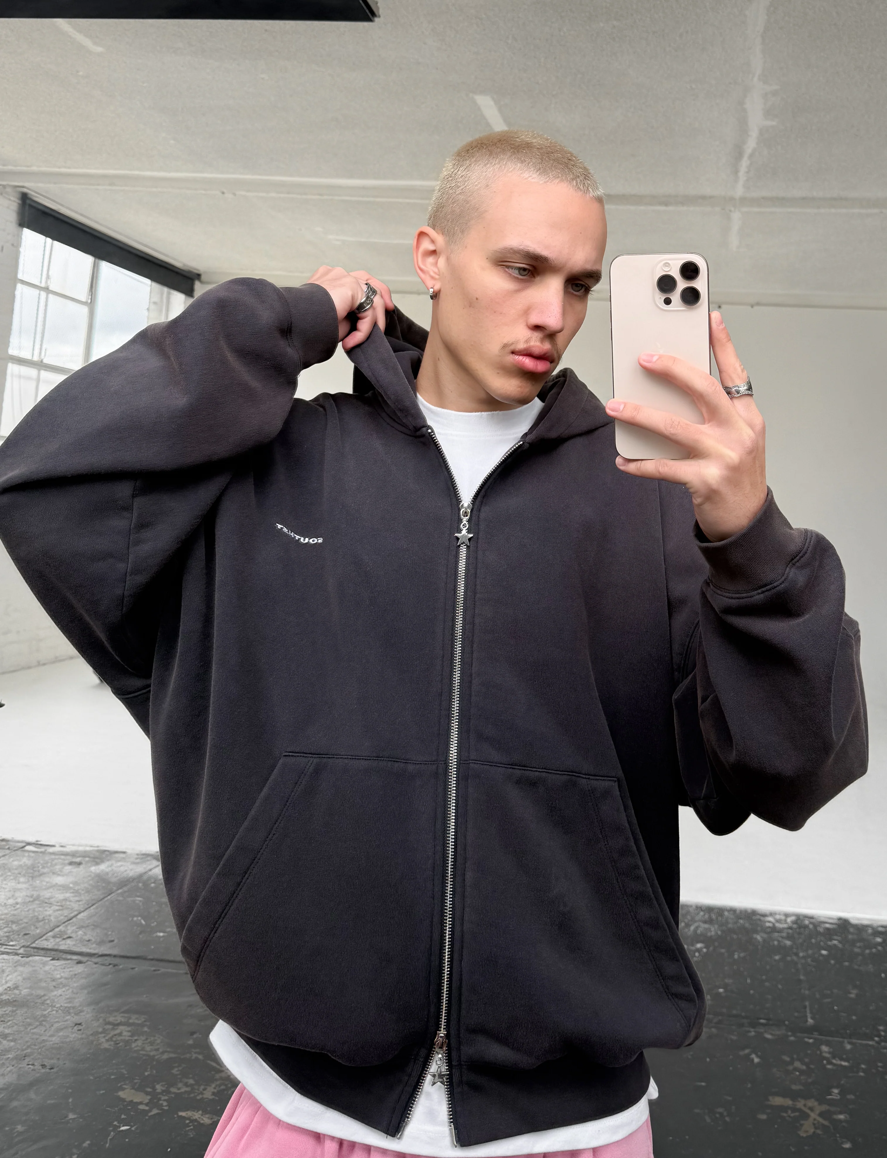 FORM ZIP HOODY - Antique navy black - Image 7