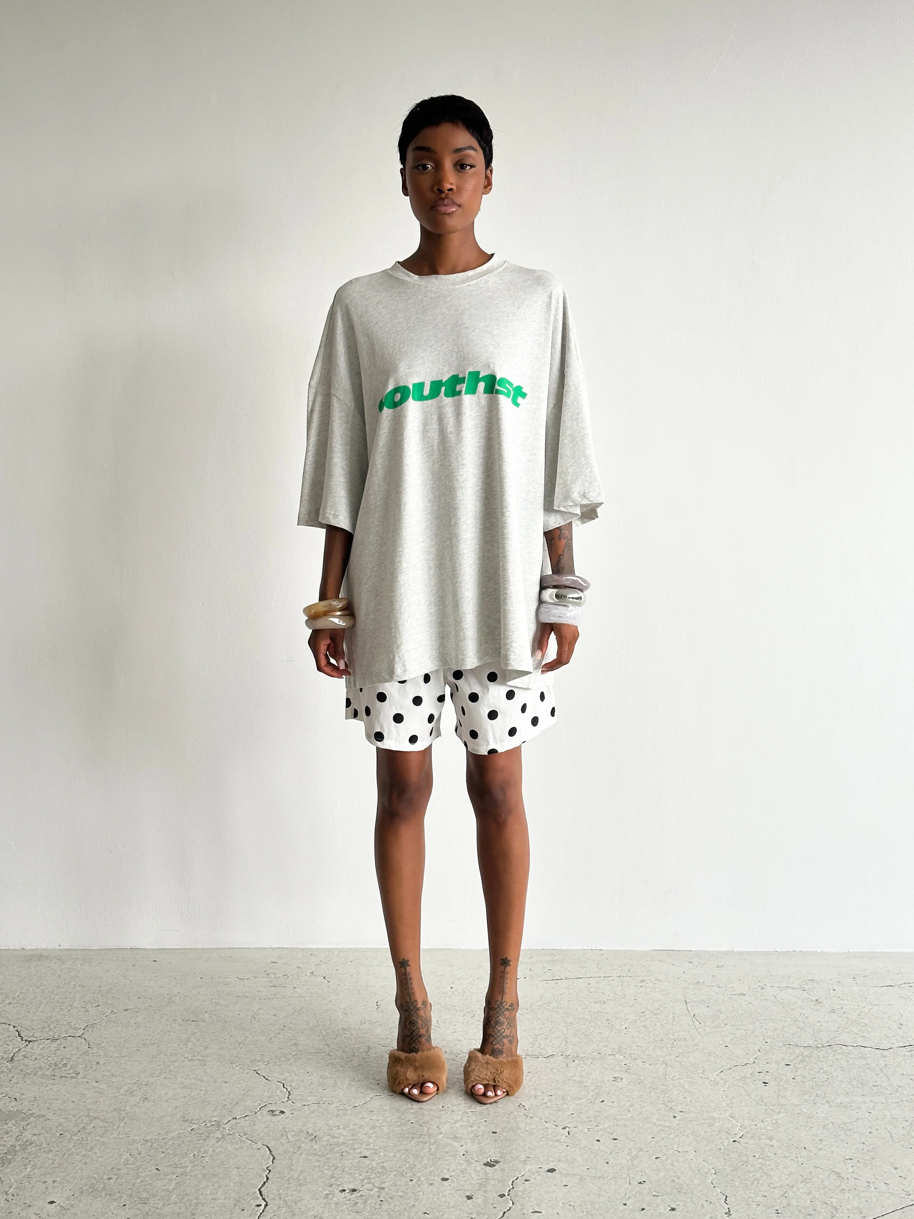 SOUTH TEE - Marl Grey / Green - Image 3