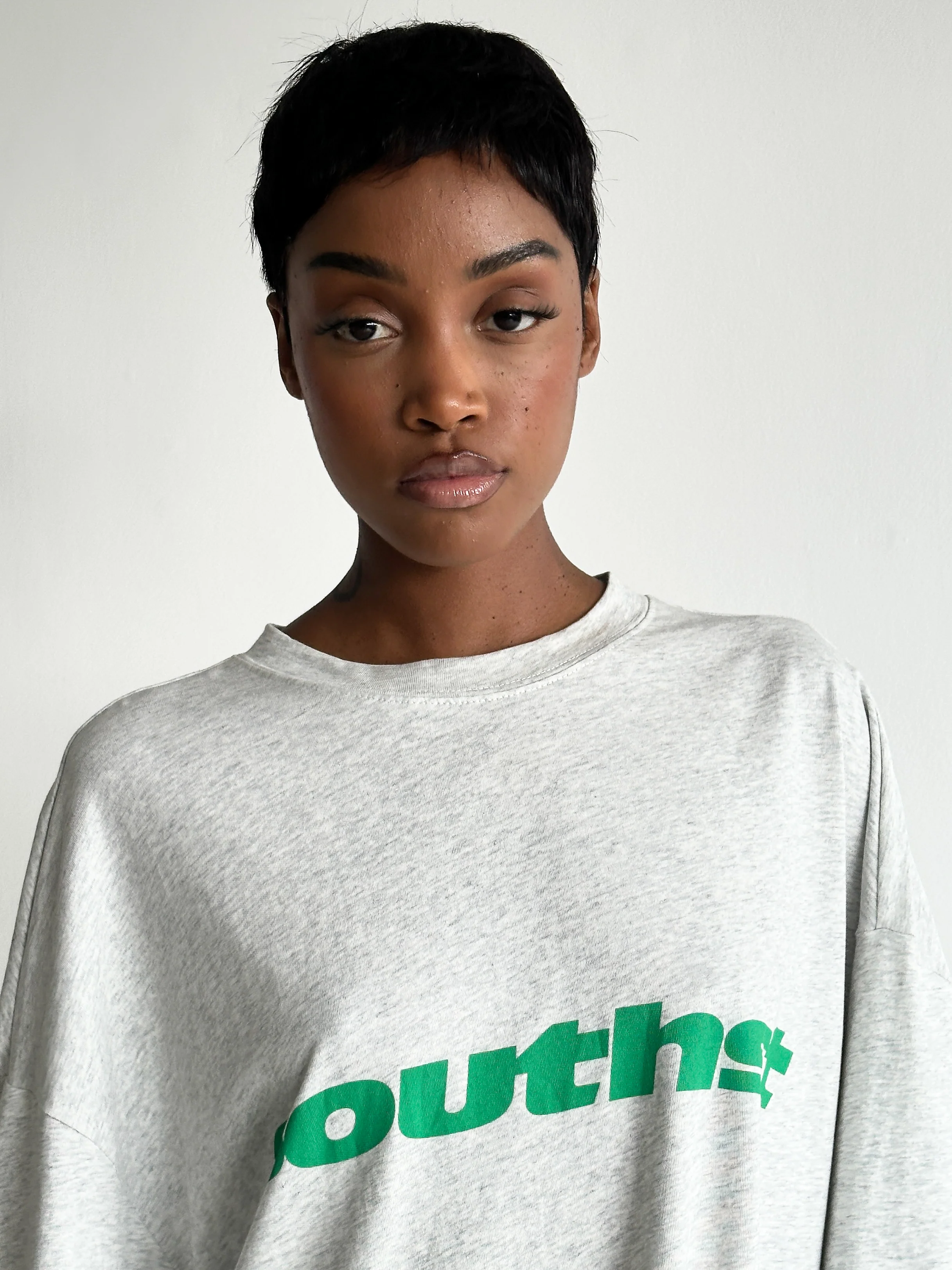 SOUTH TEE - Marl Grey / Green - Image 5