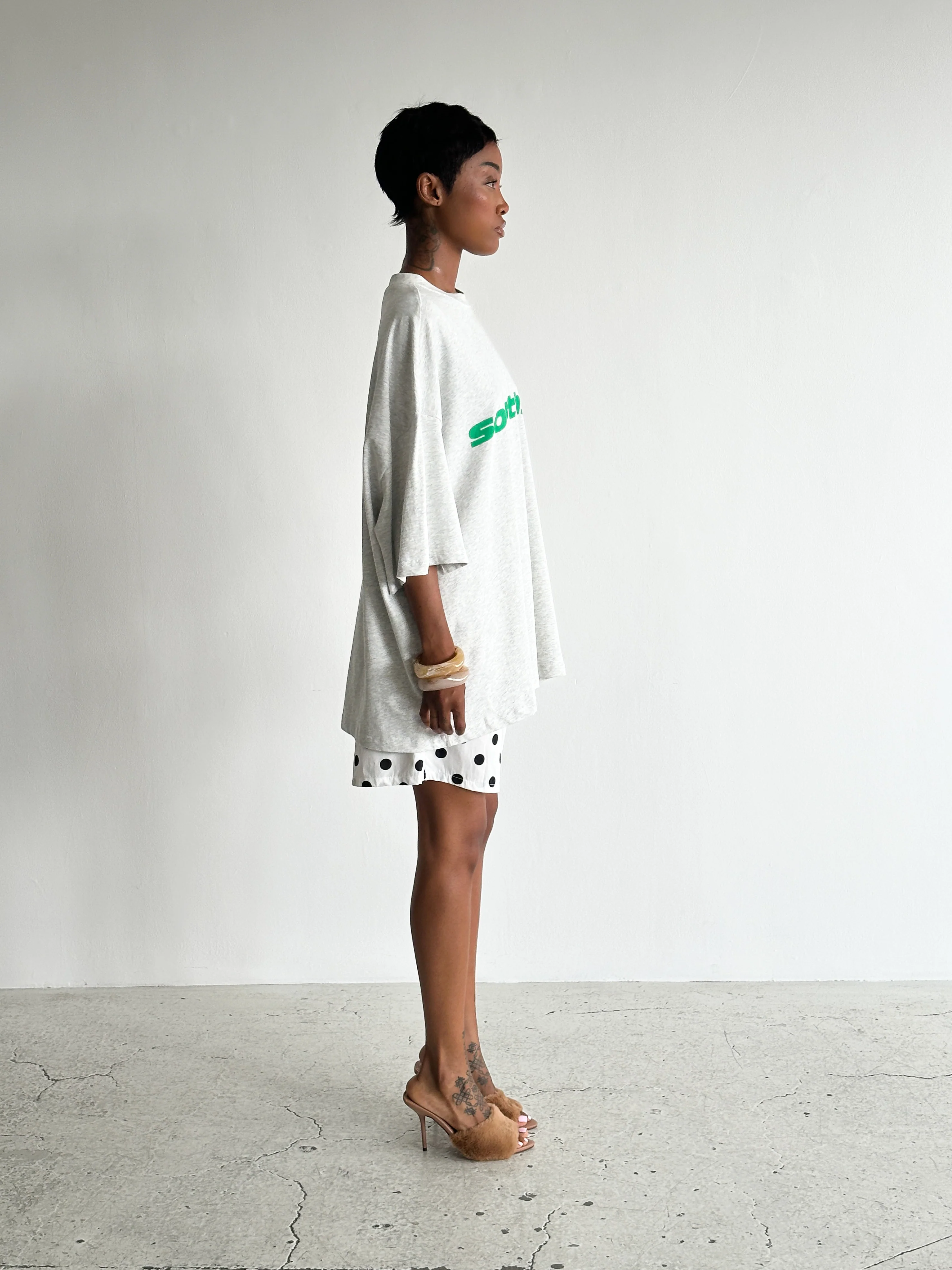 SOUTH TEE - Marl Grey / Green - Image 6