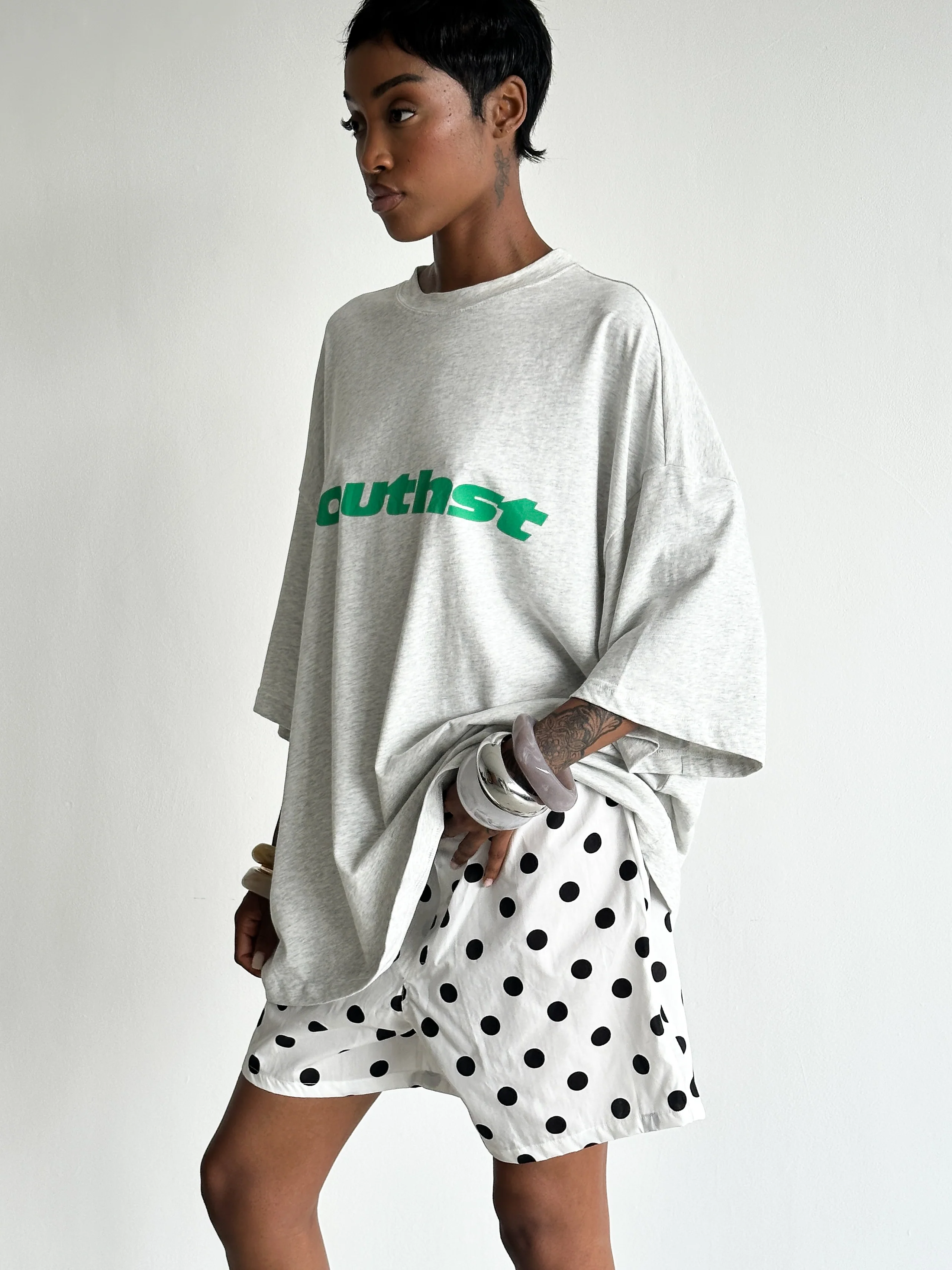 SOUTH TEE - Marl Grey / Green - Image 7
