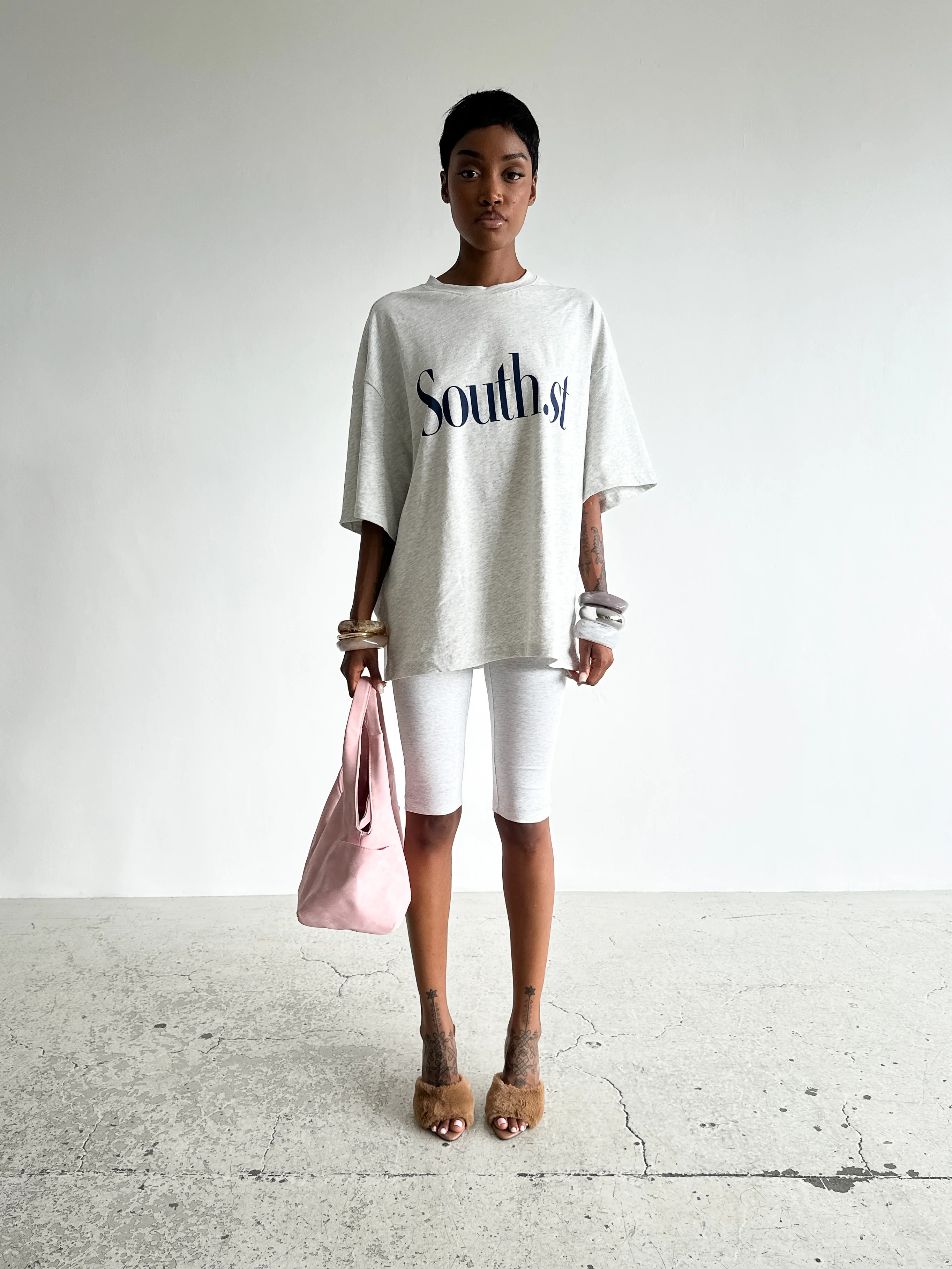 SOUTH TEE - Marl Grey / Navy - Image 7