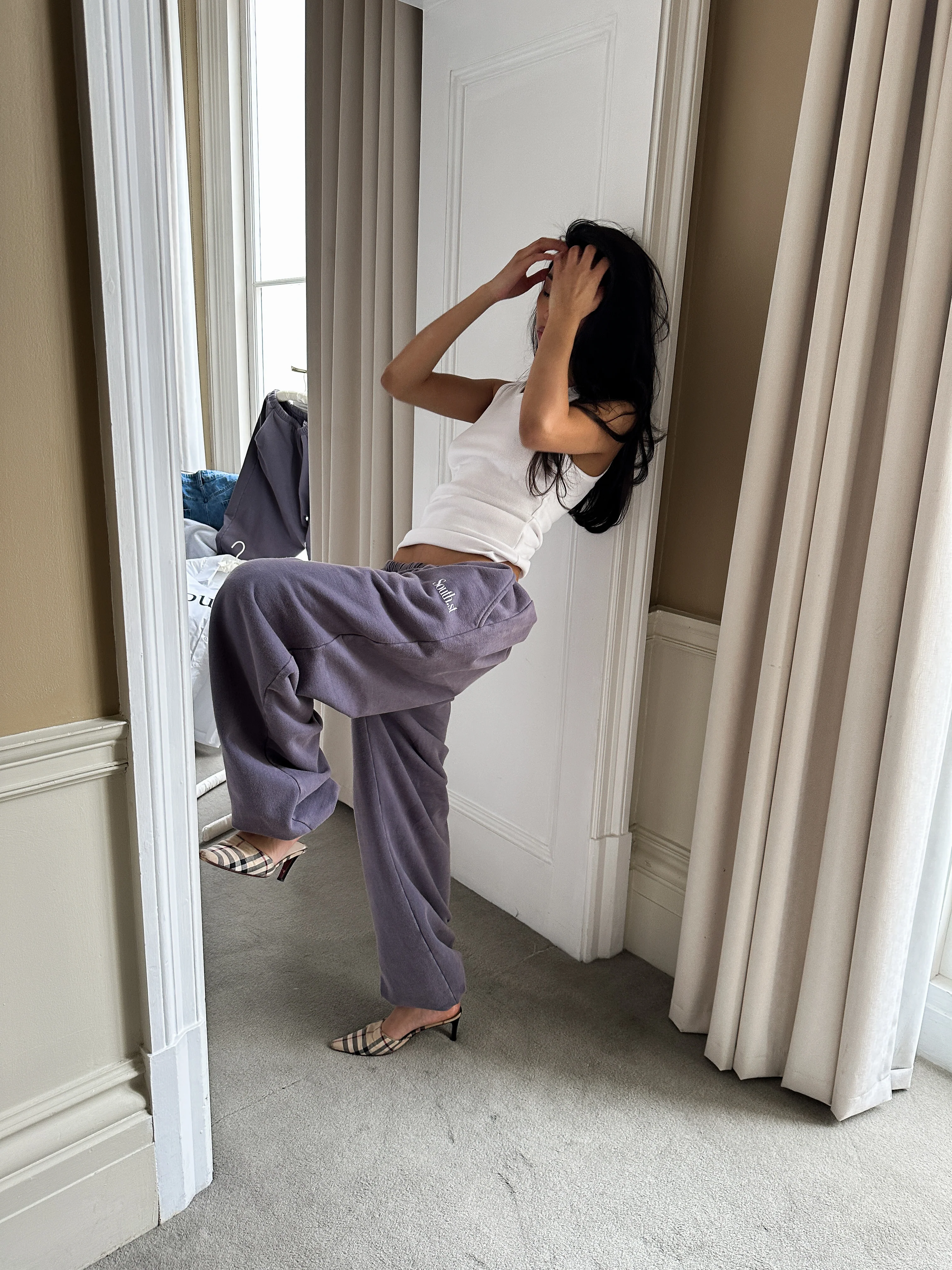 SST CUFFED SWEATPANTS - Washed Navy Grey - Image 4