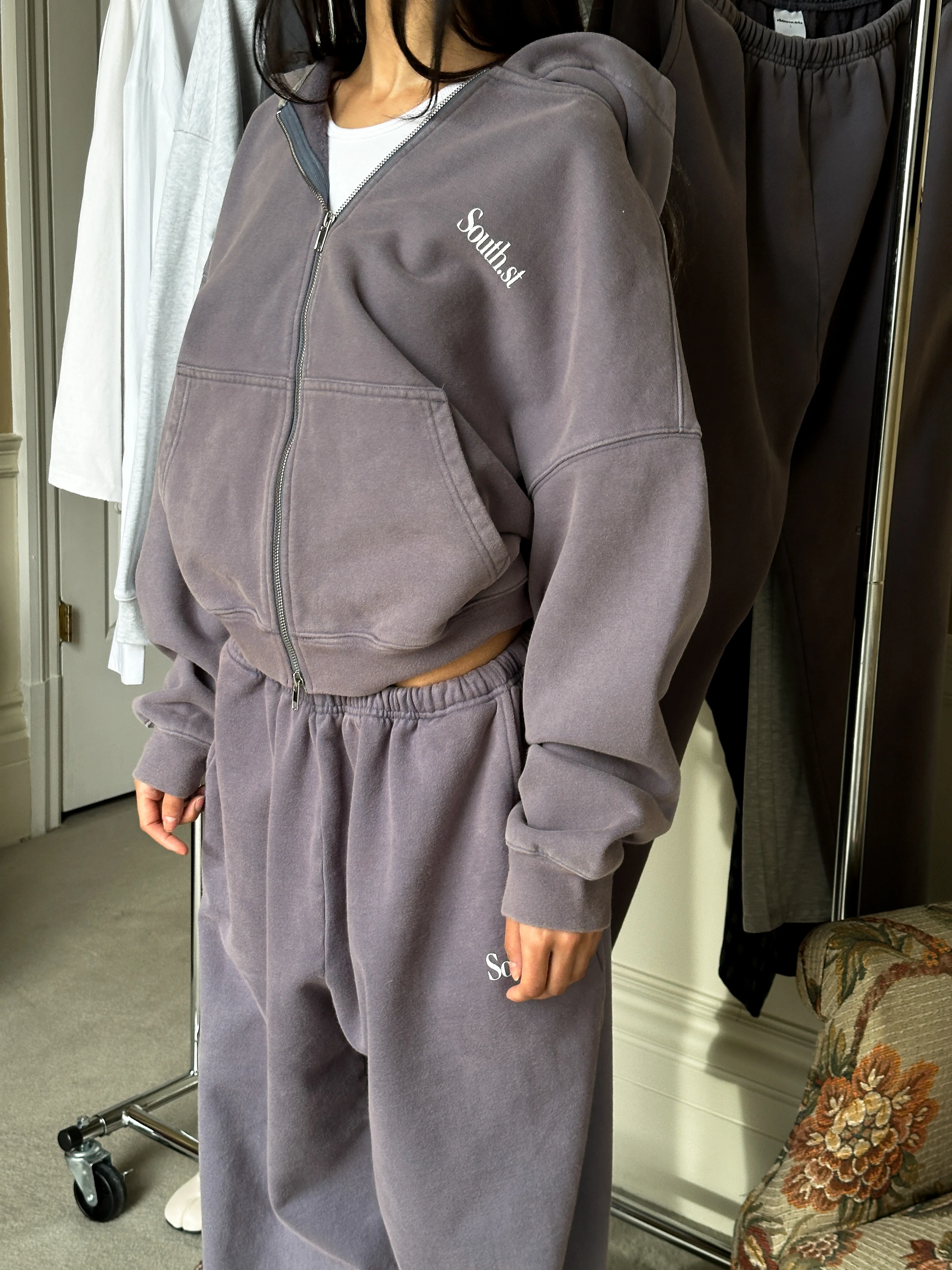 SST ZIP HOODY - Washed Navy Grey - Image 4