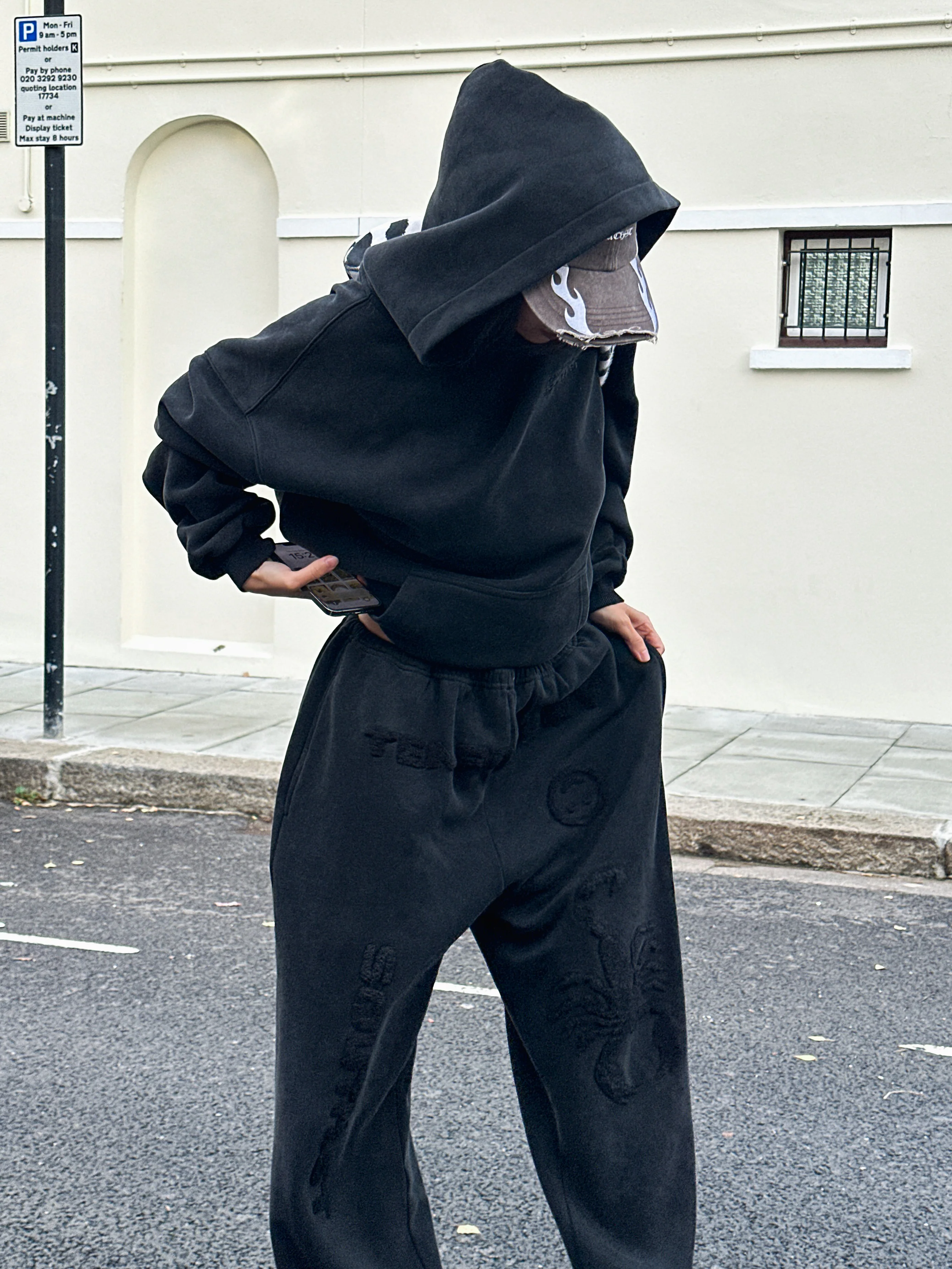 "STING" HOODY - Washed Black - Image 5