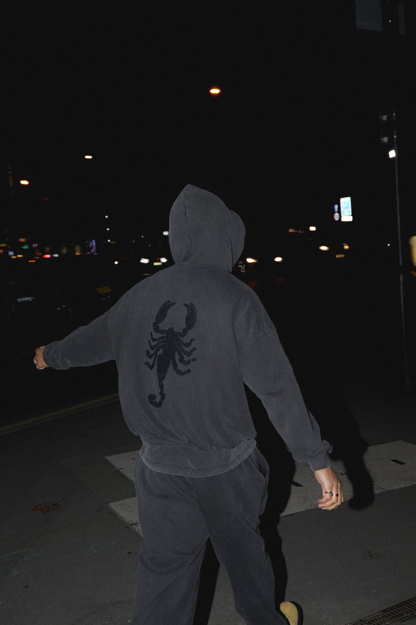 "STING" HOODY - Washed Black - Image 6