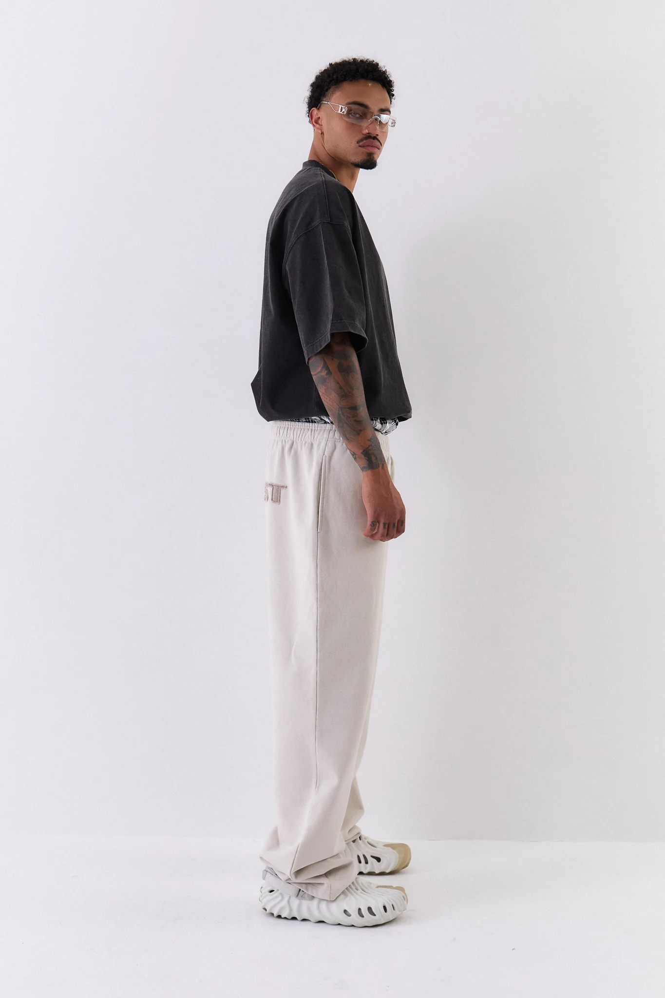 VINTAGE STITCHED LOGO SWEATPANTS - Washed bone - Image 4