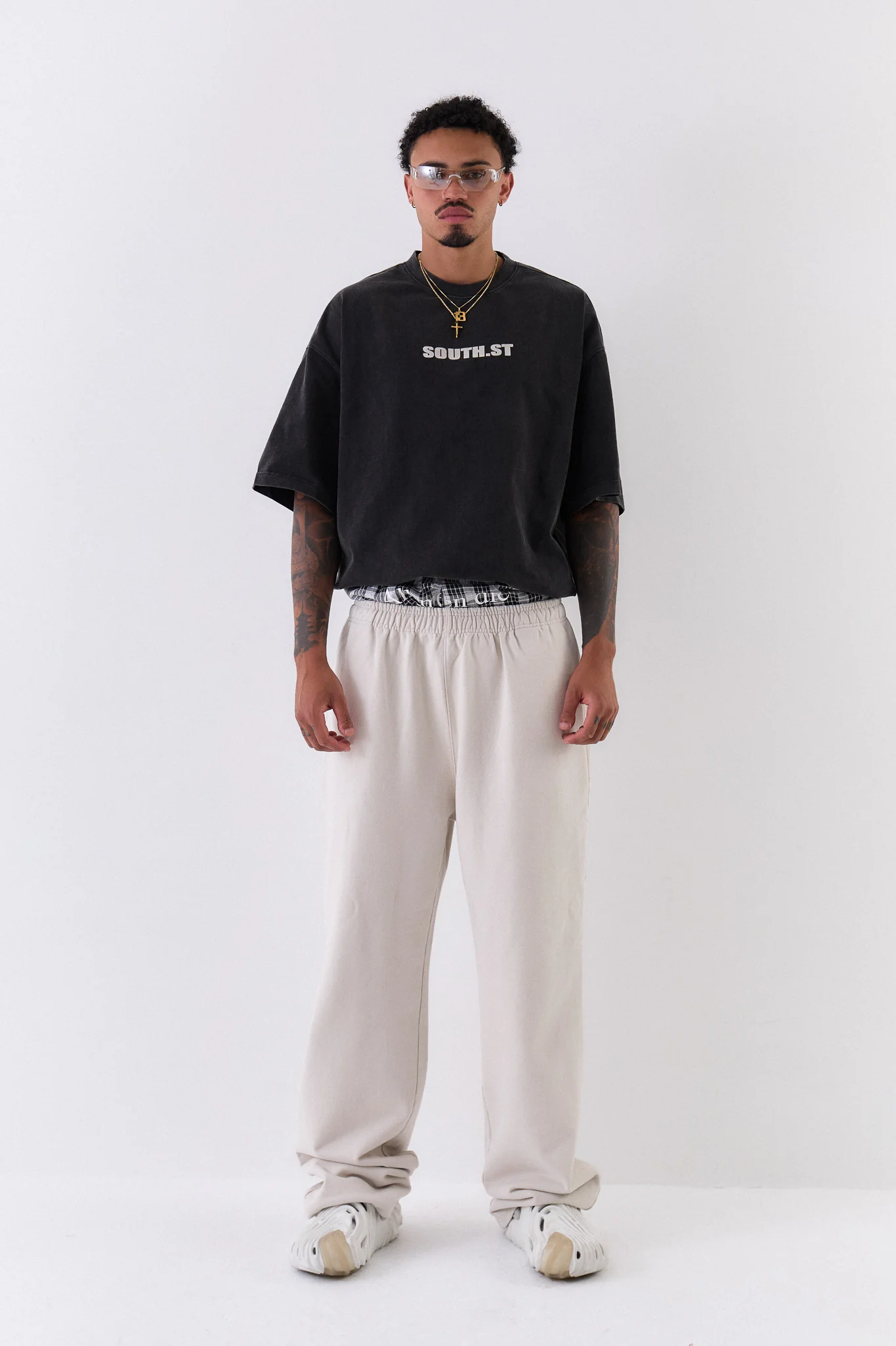 VINTAGE STITCHED LOGO SWEATPANTS - Washed bone - Image 5