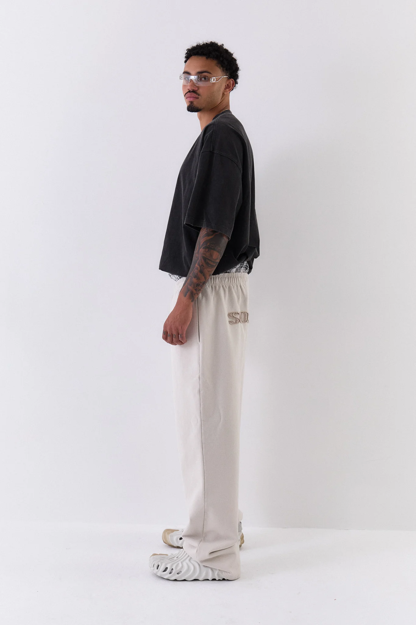 VINTAGE STITCHED LOGO SWEATPANTS - Washed bone - Image 9